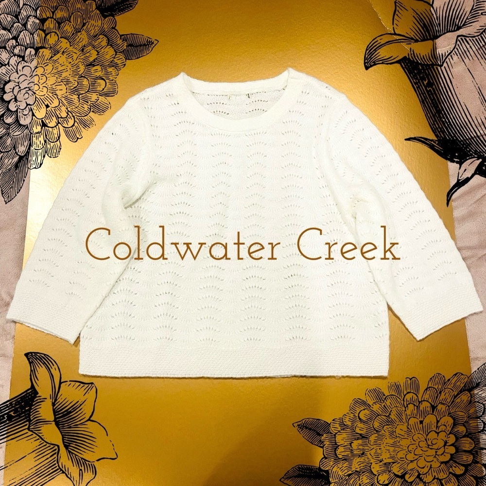 Coldwater Creek White Lightweight Sweater Size Large